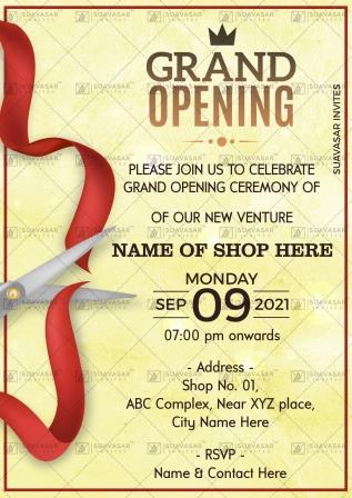 Shop Opening Invitation Ecard 04 | Suavasar Invites