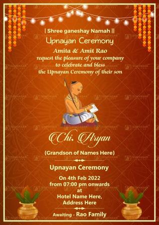 Thread/Upnayan Ceremony Invitation Ecard 06 | Suavasar Invites