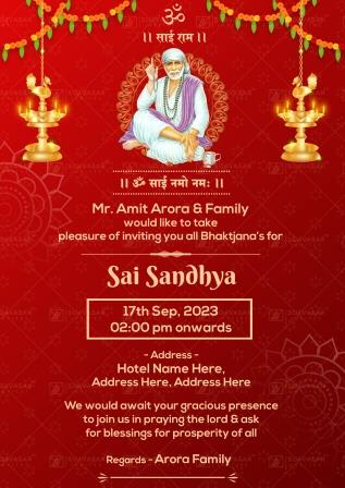 Sai Bhajan Sandhya Invitation E-Card 01 | Suavasar Invites