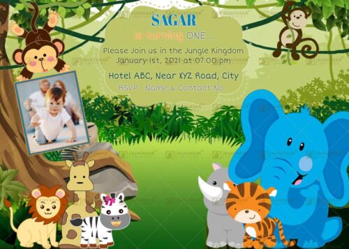 Jungle Theme Birthday Invitation Ecard 01
