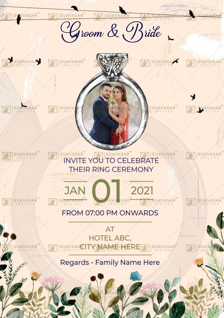Ring Ceremony invitation cards online | Engagement Invite for whatsapp