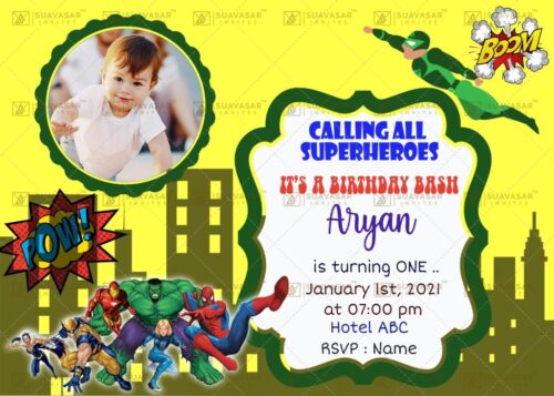 Avenger Theme Birthday Invitation Ecard 01