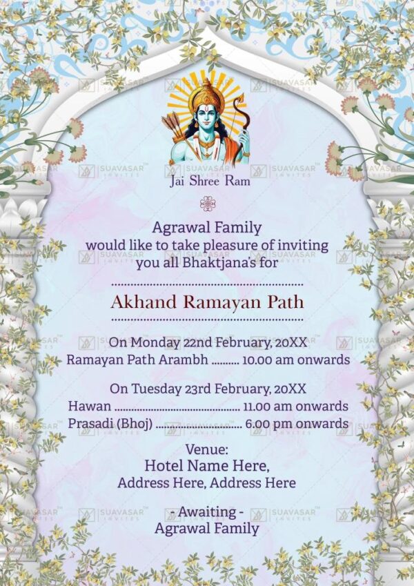 Personalized Akhand Ramayan Path Invitation Ecard 08 - Suavasar Invites