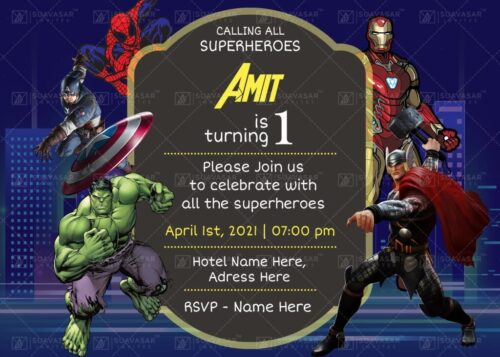 Avenger Theme Birthday Invitation Ecard 02