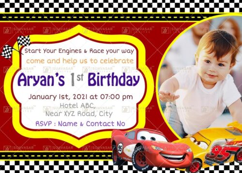 F1 Car Theme Birthday Invitation Ecard 01