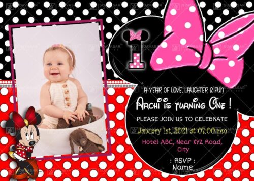 Minnie Theme Birthday Invitation Ecard 01