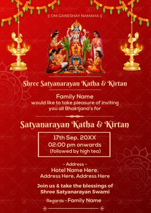 Satyanarayan Katha Invitation ECard 04