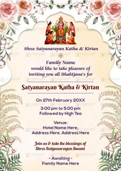 Customized Satyanarayan Katha Invitation ECard 07 - Suavasar Invites