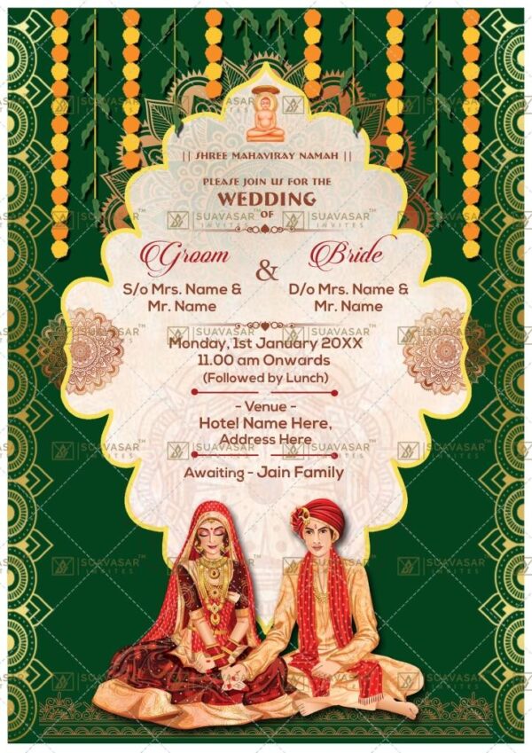 Stunning Jain Wedding Invitation ECard 01 - Suavasar Invites