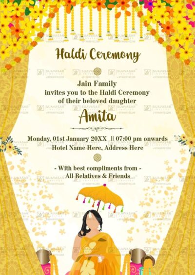 Beautiful Haldi Ceremony Invitation Ecard 06 - Suavasar Invites