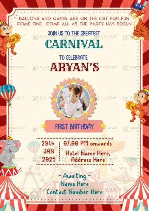 cARNIVAL tHEME Birthday Invitation 01