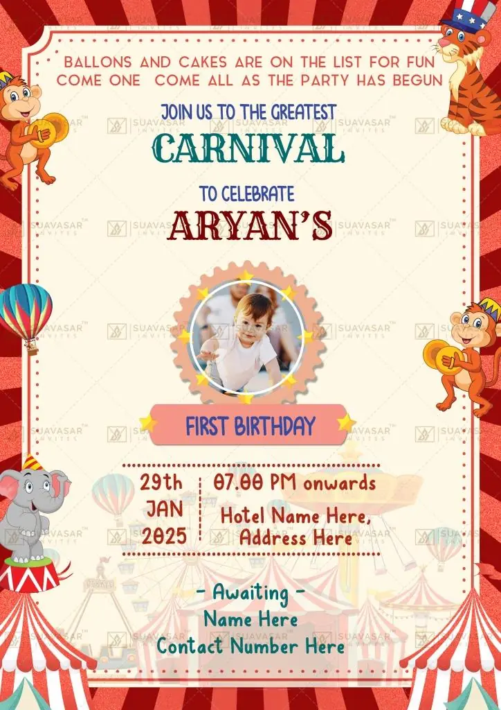 cARNIVAL tHEME Birthday Invitation 01