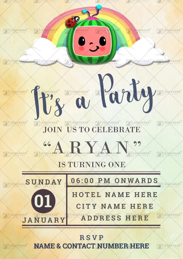 Cocomelon Theme Birthday Invitation Ecard 01