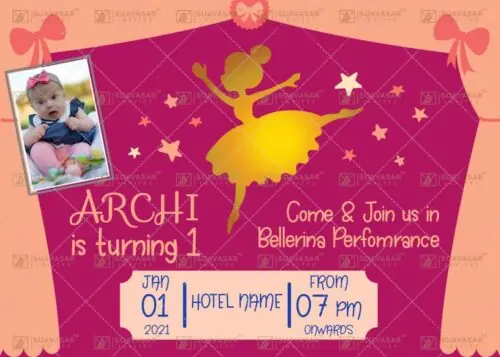 Ballerina Theme Birthday Invitation Ecard 01