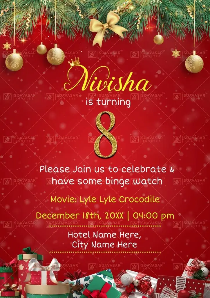 Christmas theme Birthday Invitation Ecard 01
